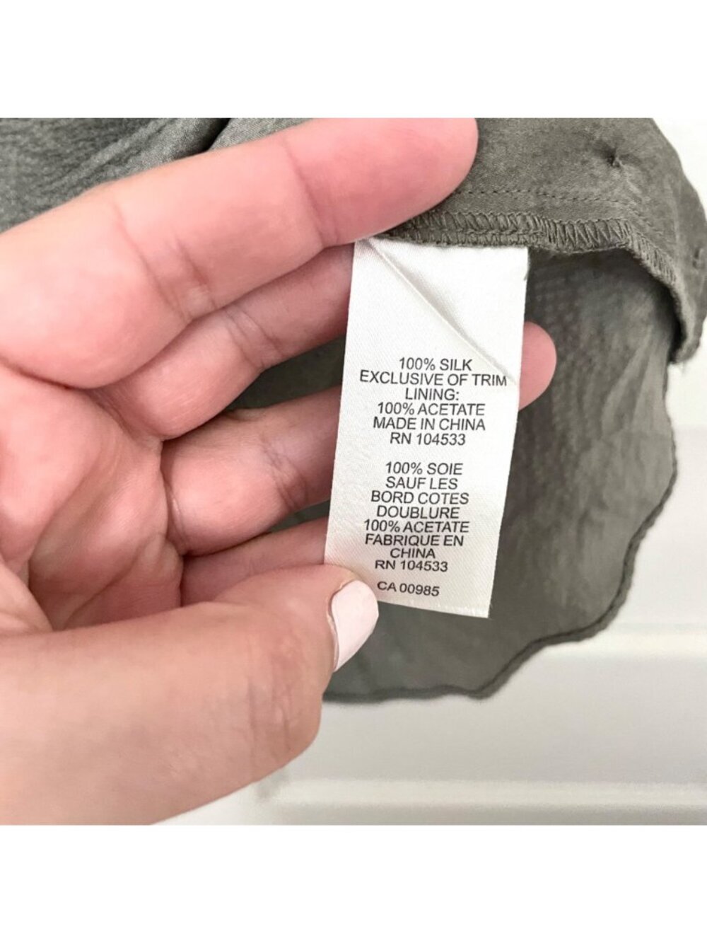 Nanette Lepore Vintage Grey Silk Short Sleeve Size 4 V Neck Y2K Romantic Minimal - Picture 6 of 8